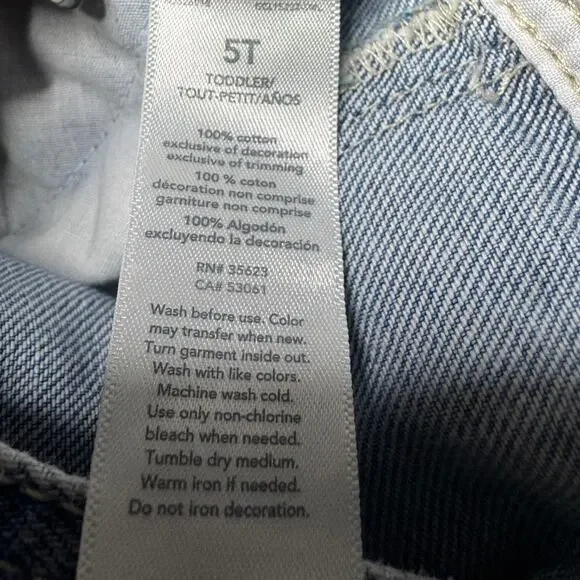 OshKosh B'gosh Pink Hearts Denim Overalls Size 5T - Picture 10 of 11